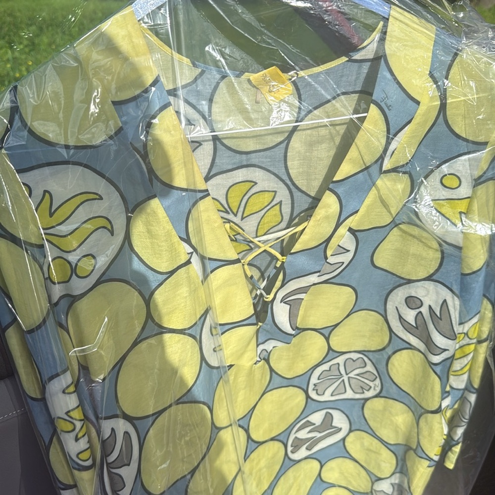 Emilio pucci beach tunic Colorful Patterned Lace-Up Top Italy